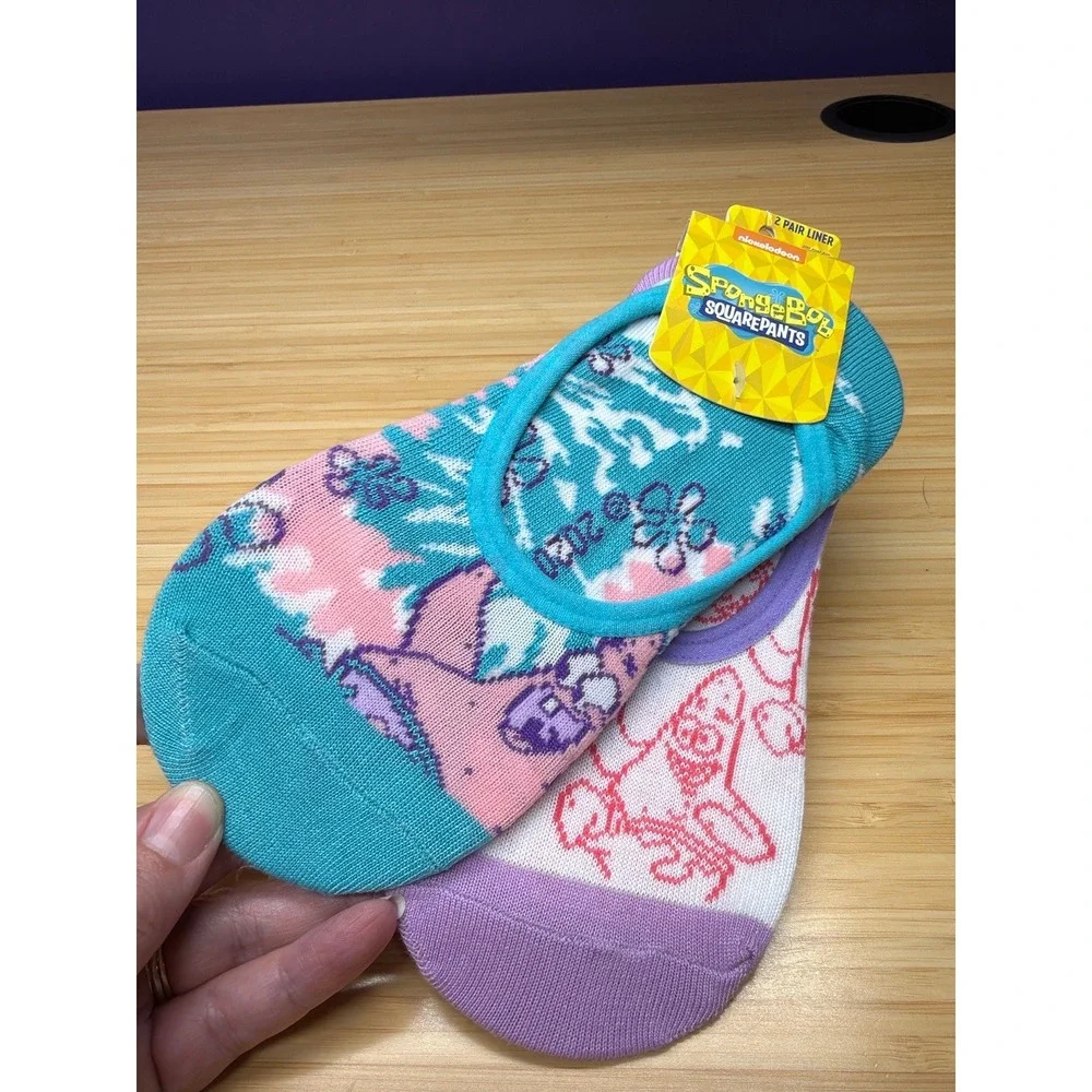 NWT Spongebob Patrick Star No Show Liner‎ Socks 2 Pair Women's Shoe Size 5-10